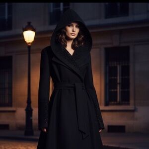 NWT Jean Paul Gaultier Archival Laser-Cut Hooded Wrap Coat Dark Academia Luxury